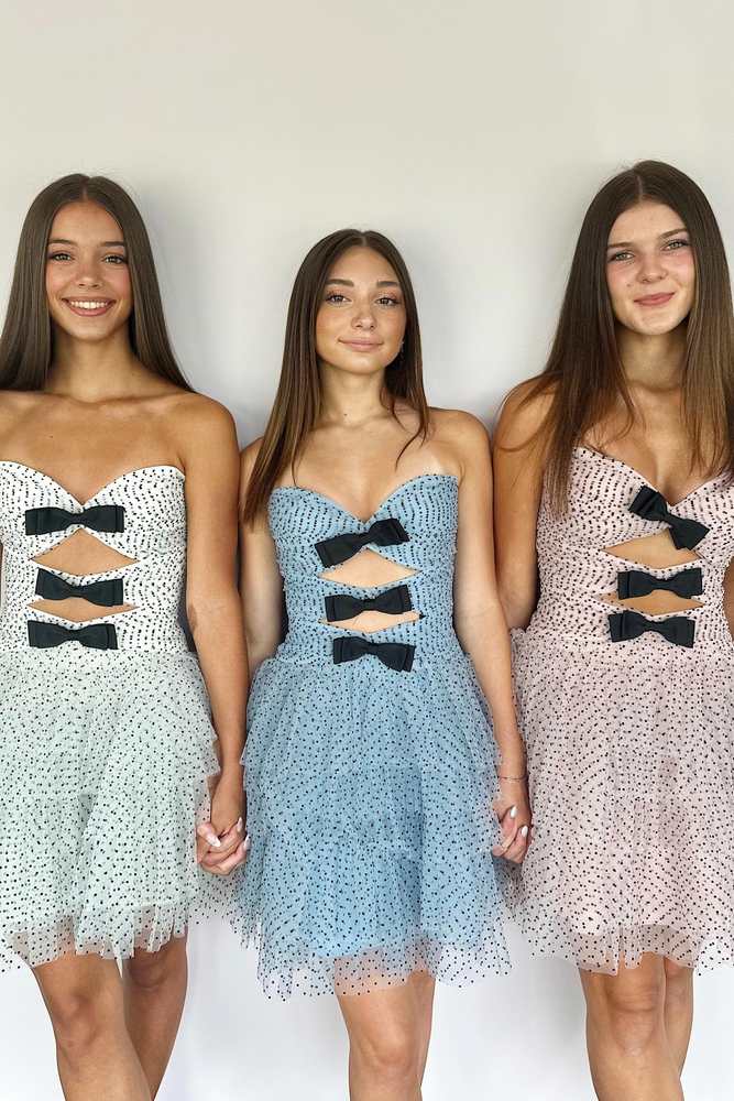Sweetheart Ruffle A-Line Homecoming Dress with Bow