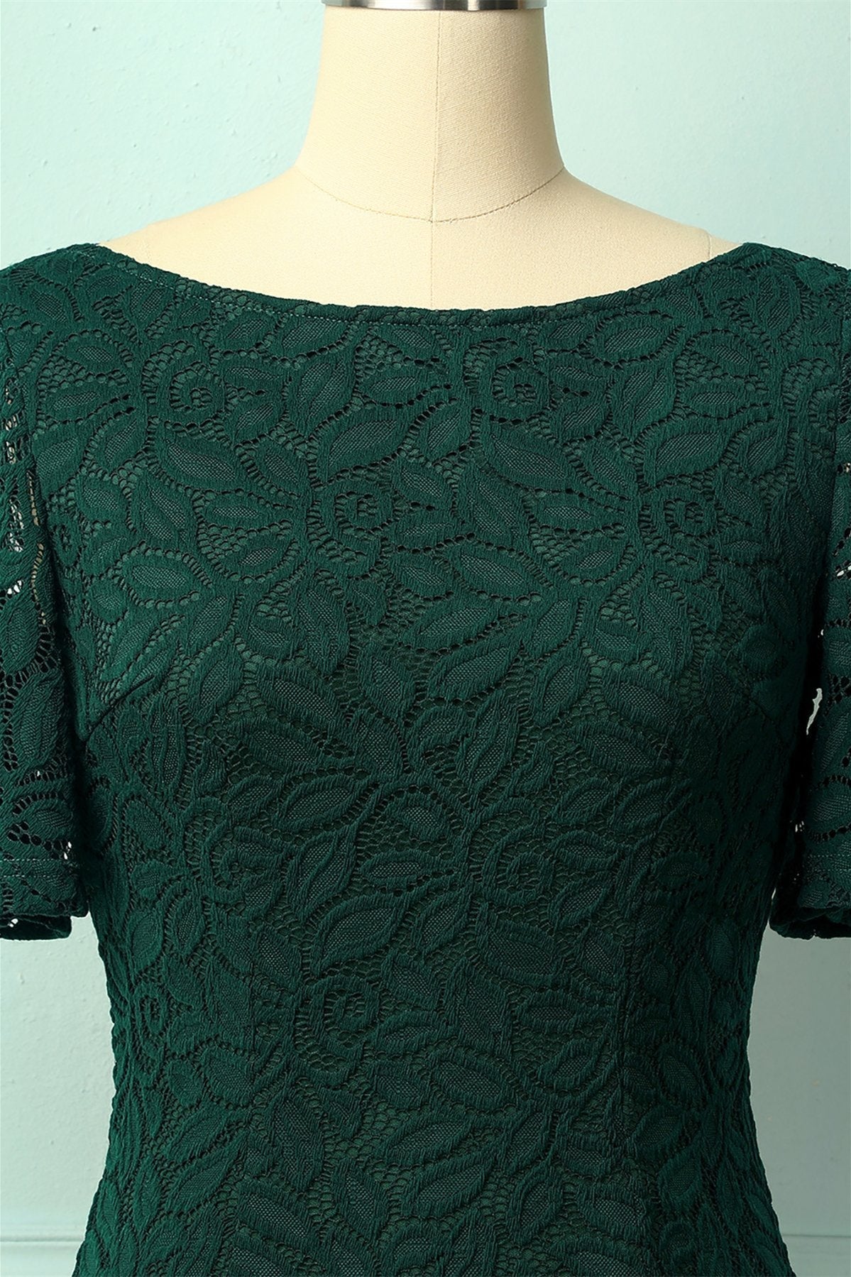 Hunter Green Butterfly Sleeves Sheath Lace Mini Mother of the Bride Dress