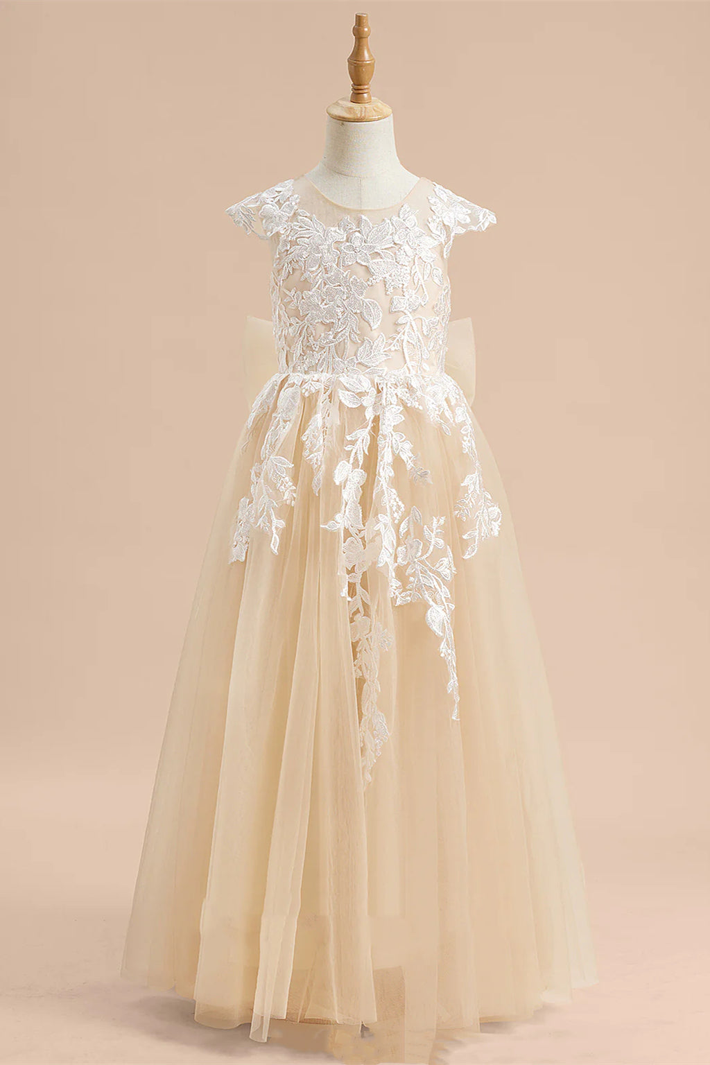 Crew Neck Champagne Flying Sleeves Flower Girl Dress – FancyVestido