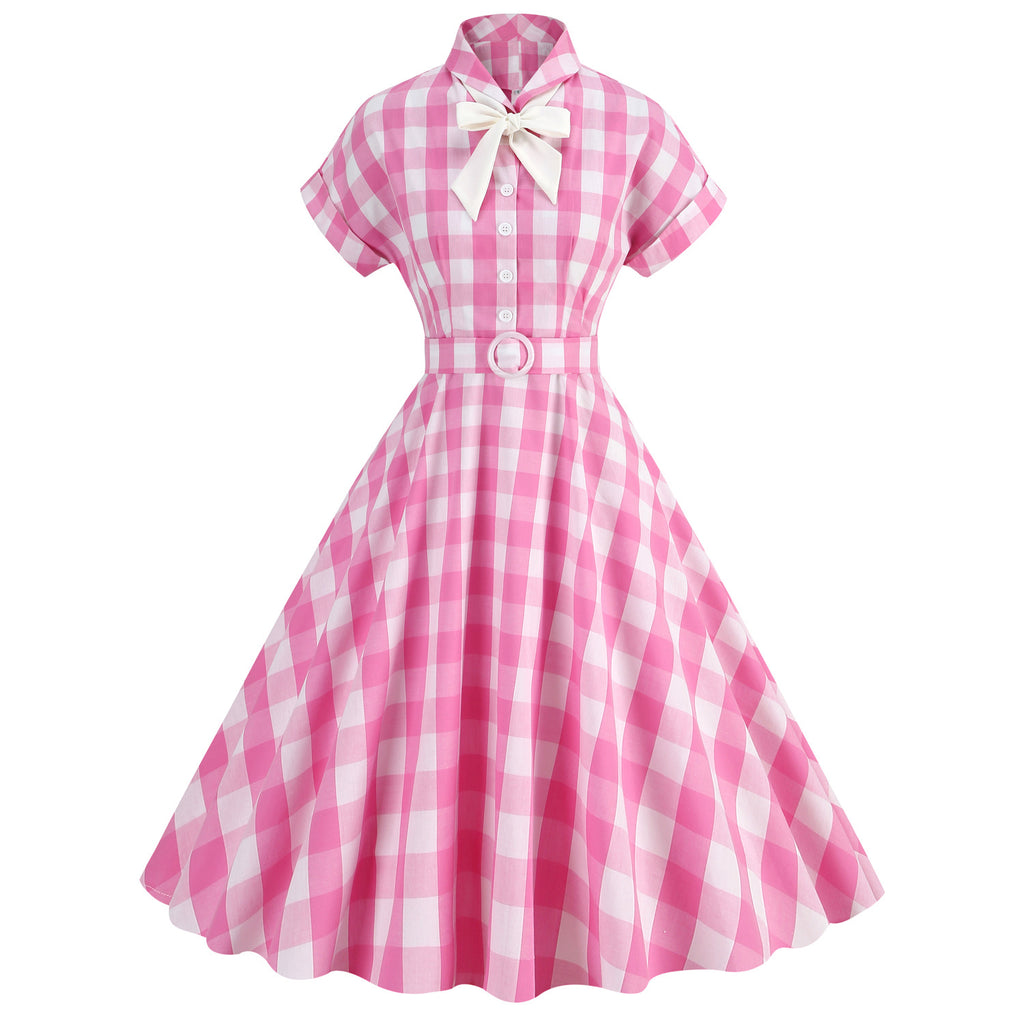 green emerald velvet dress Pink Flowers And Birds Bowknot V-Neck Dress main image 0