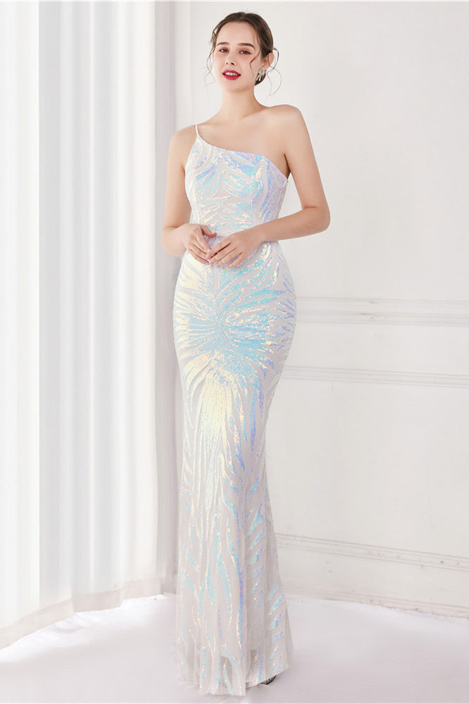 One Shoulder Sequin Mermaid Long Evening Dress