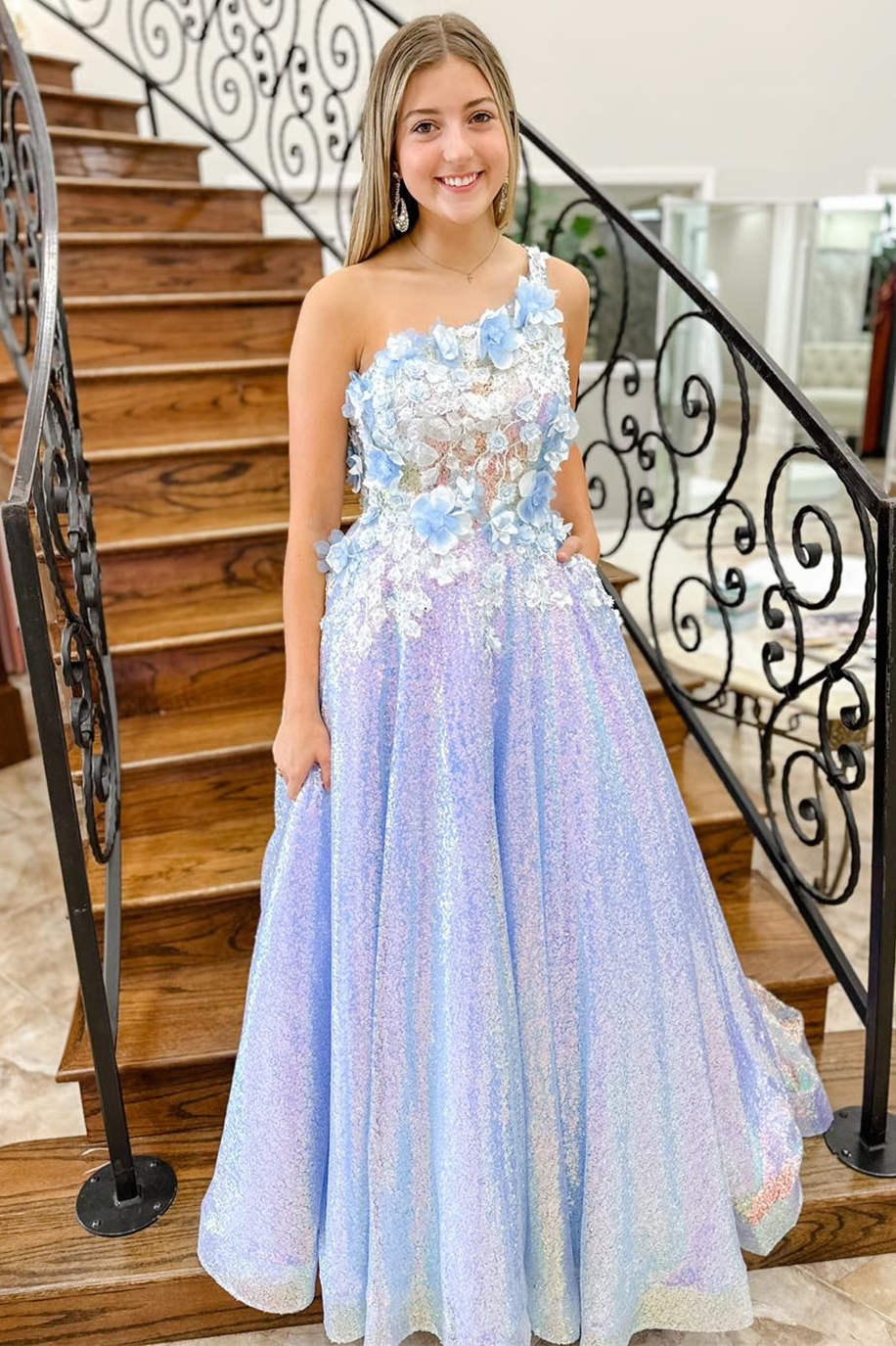 lilac one shoulder dress 3D Flowers Sequin Long Formal Its perfect for a Modern Citizen Prima Jersey All Orange Bridesmaid Dresses Wrangler Size:L