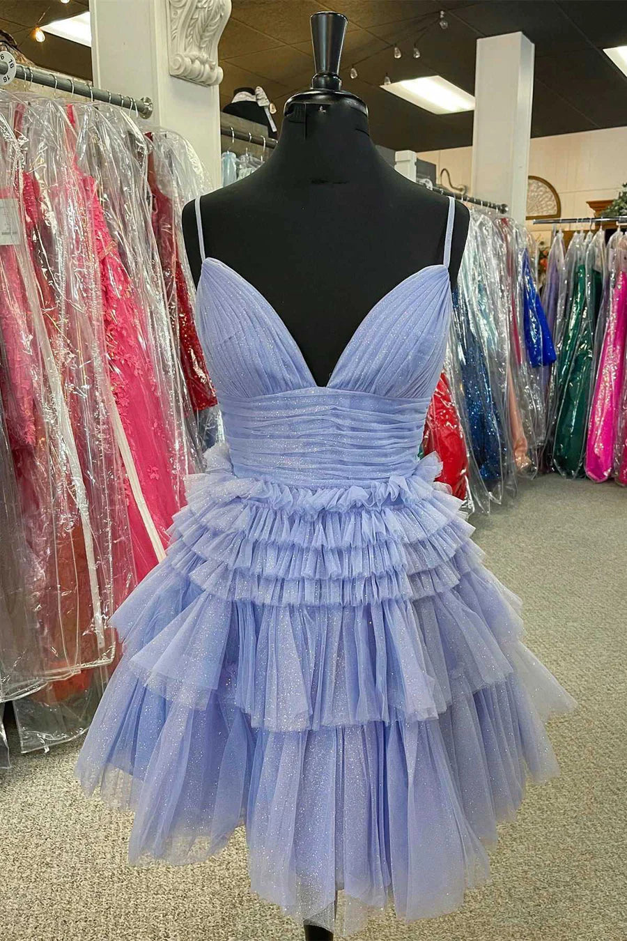 Sweetheart Sheer Corset Applique Tulle Long Dress Periwinkle
