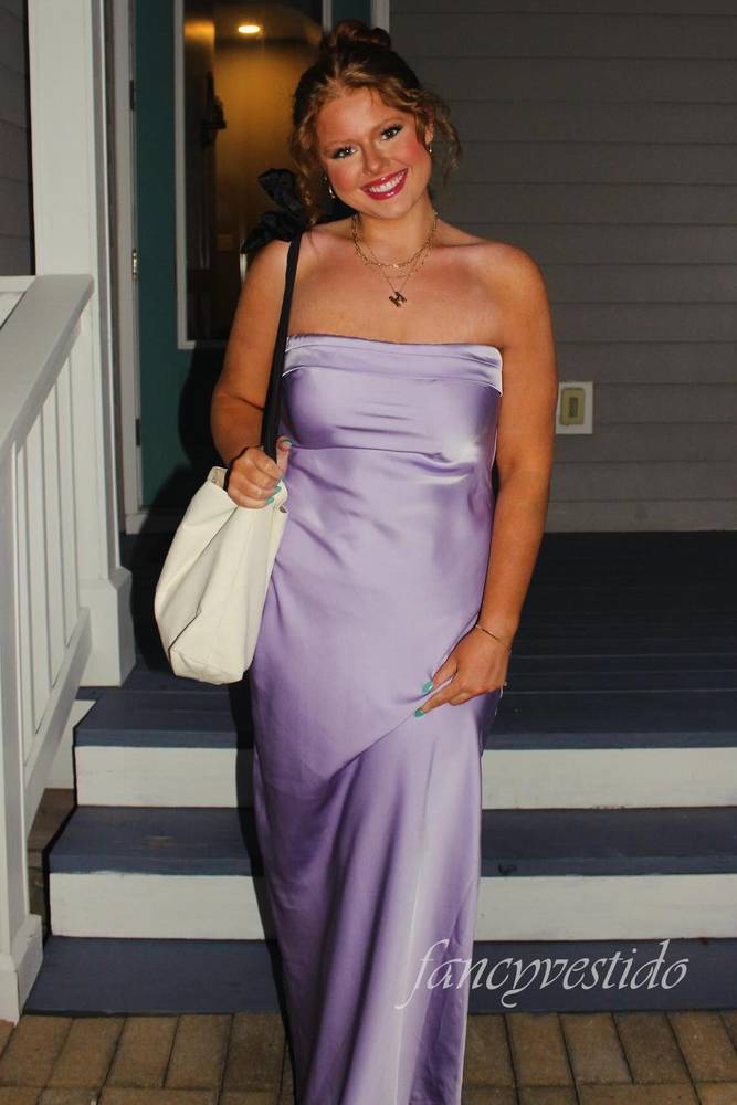 Lilac Strapless Elegant Long Party Maxi Dress