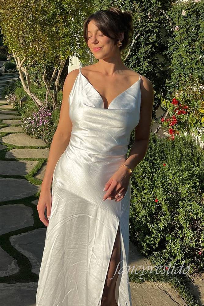 Elegant Ivory Pleated Long Maxi Dress with Open Back