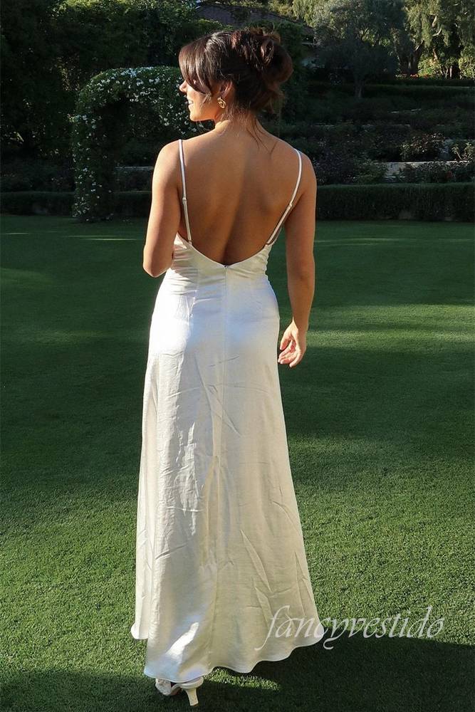 Elegant Ivory Pleated Long Maxi Dress with Open Back