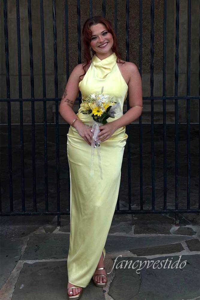 Elegant Halter Tulip Long Dress with Open Back
