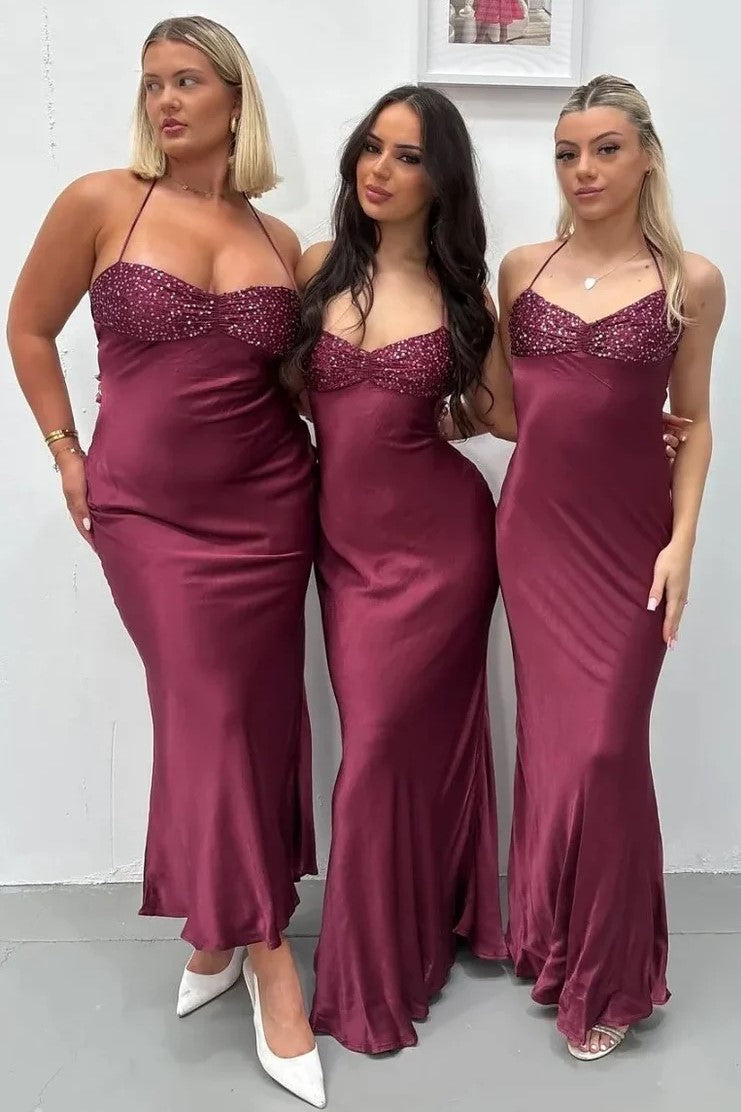 Spaghetti Straps Sequin Maxi Prom Dress with Lace-up Back