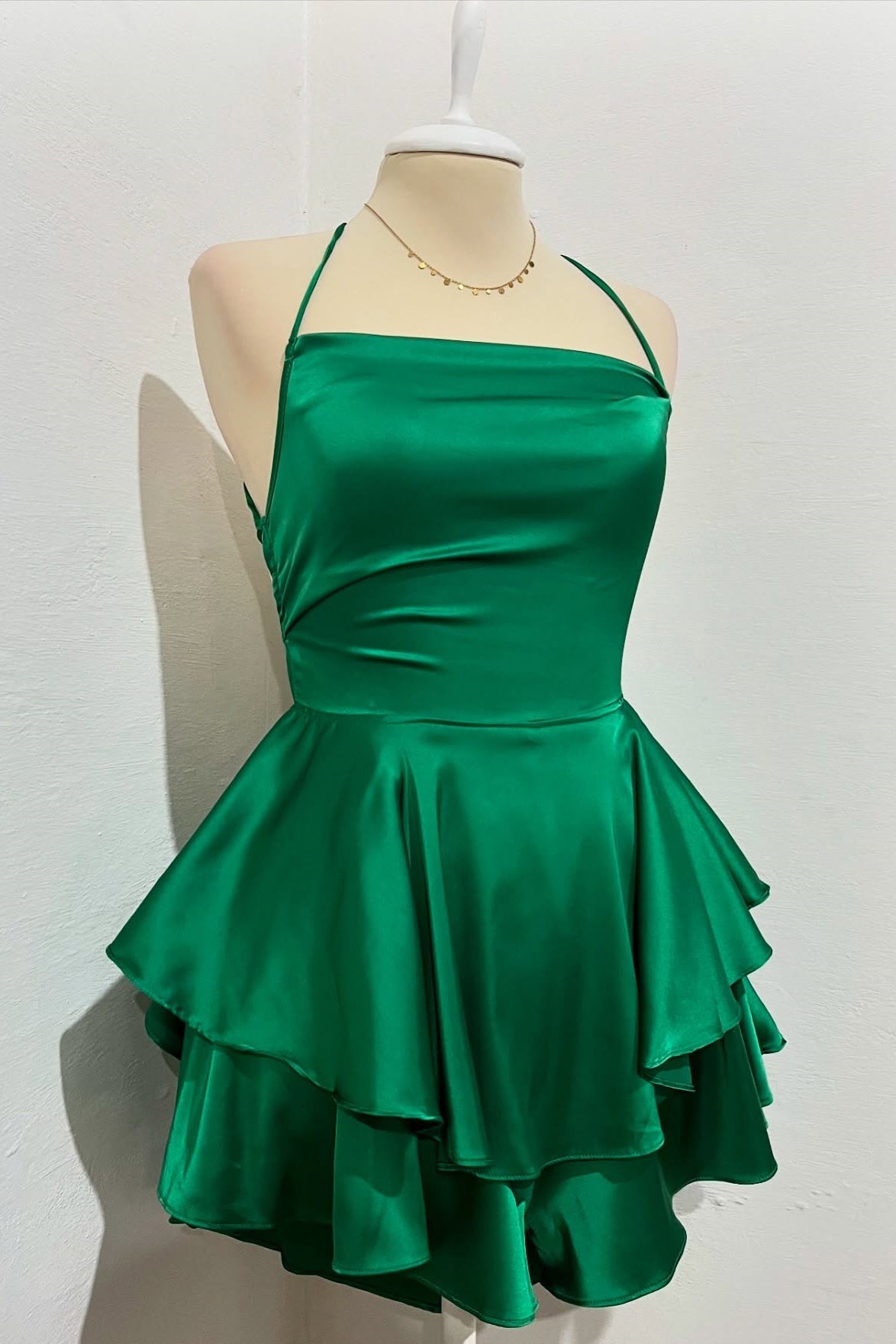 Straps Sage Ruffle A-Line Homecoming Dress with Lace-up