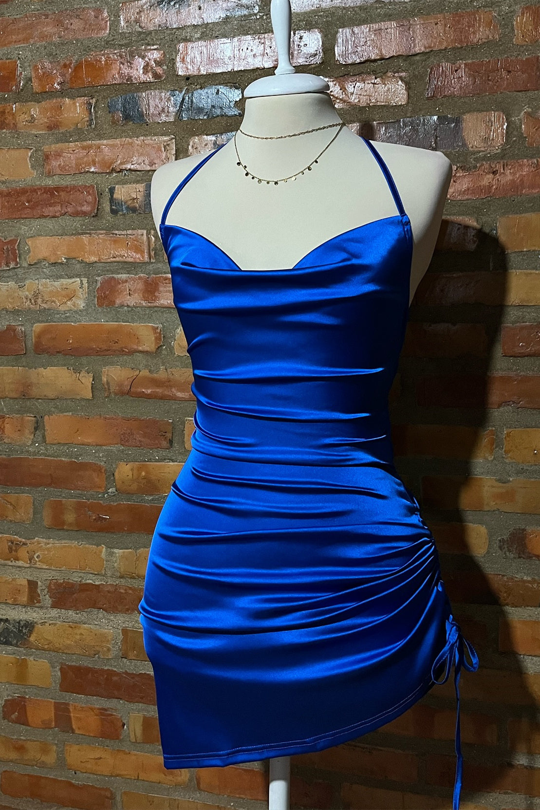 Royal Blue Pleated Bodycon Homecoming Dress with Lace-up