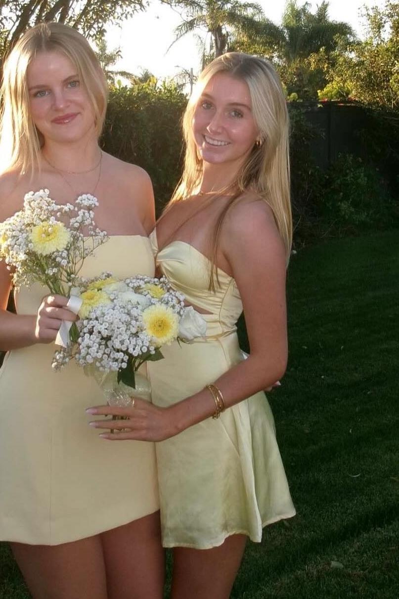Sweetheart Twists Yellow A-Line Short Homecoming Dress