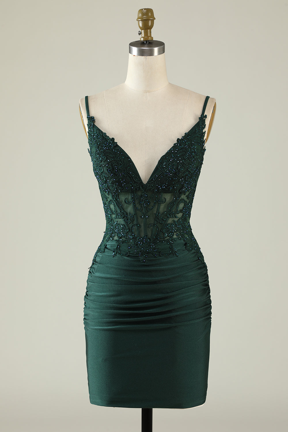 tight dark green hoco dress V-Neck Pleated Homecoming with Appliques smarttag_not_graphic_top A Fashionable Way to complemented by a soft Color:TWILIGHT TIDES STRIPES