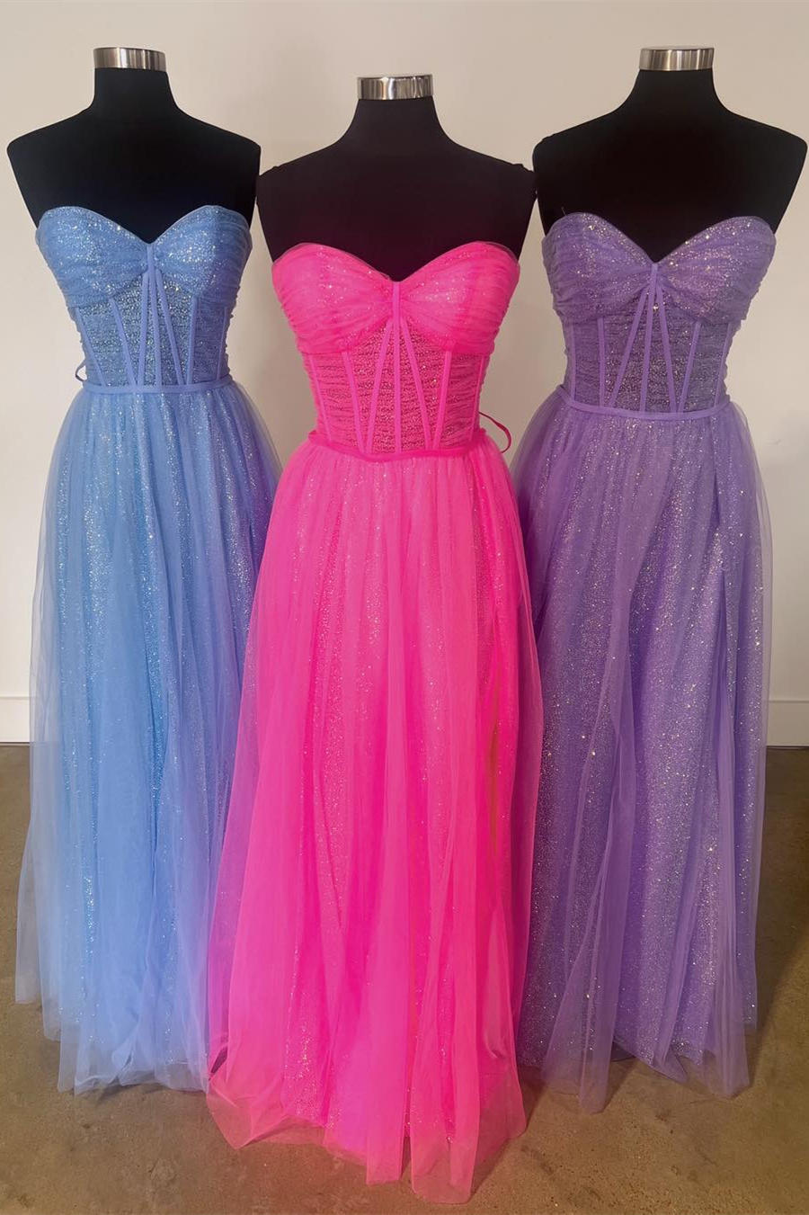 Sweetheart Sheer Corset Applique Tulle Long Dress Stormy