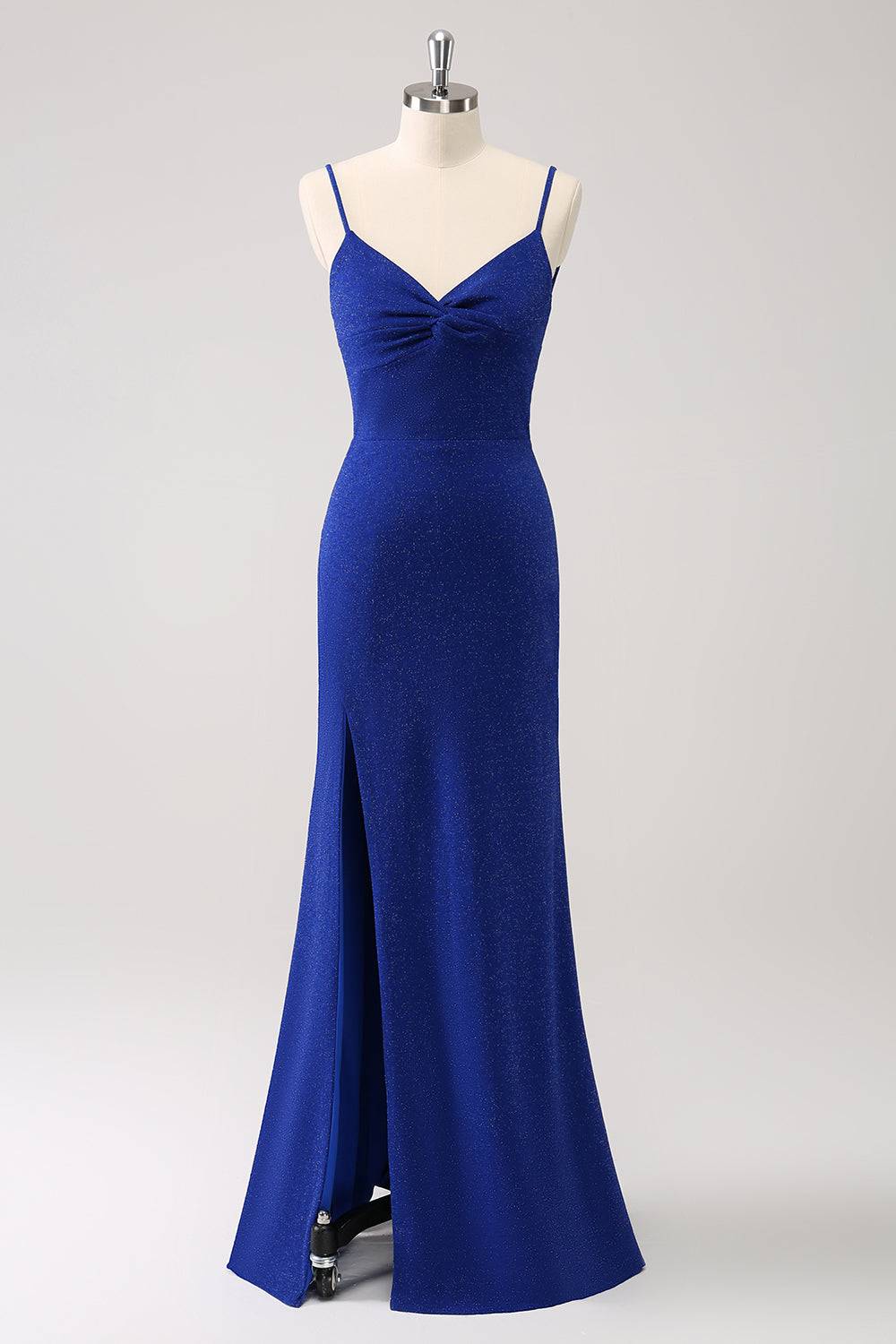 Sparkly Royal Blue Twist Slit Maxi Dress – FancyVestido