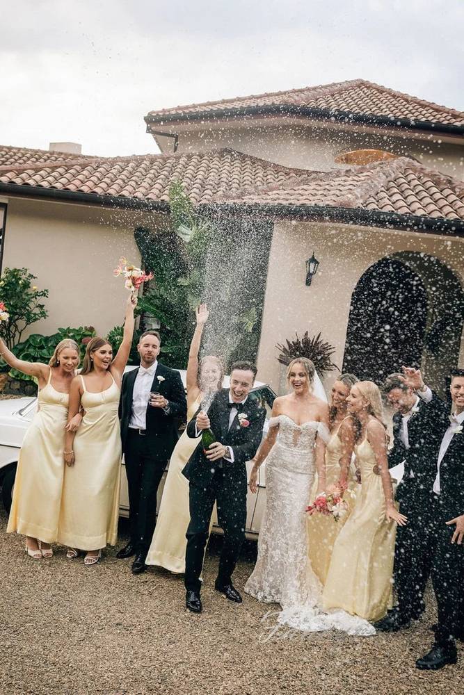 Light Yellow Straps Satin Long Bridesmaid Dress