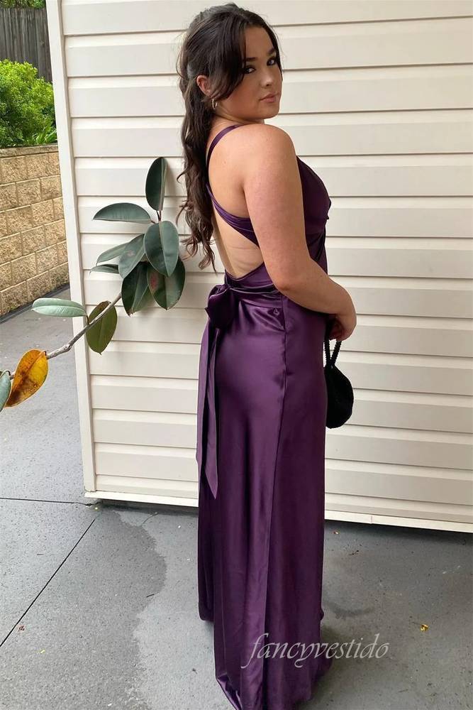 Saxi V-Neck Yellow Mermaid Maxi Dress with Lace-up Back
