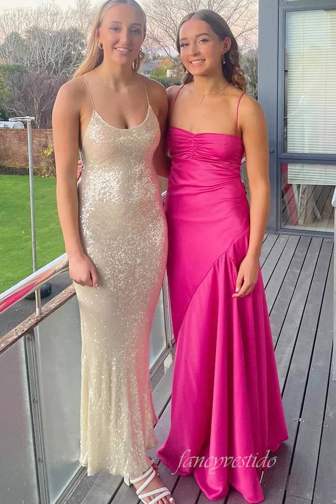 Spaghetti Straps Yellow Pleated Maxi Dress with Slit