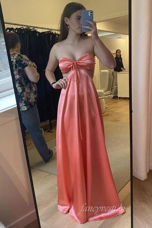 Sweetheart Pink Cutout Party Dress with Bow Back