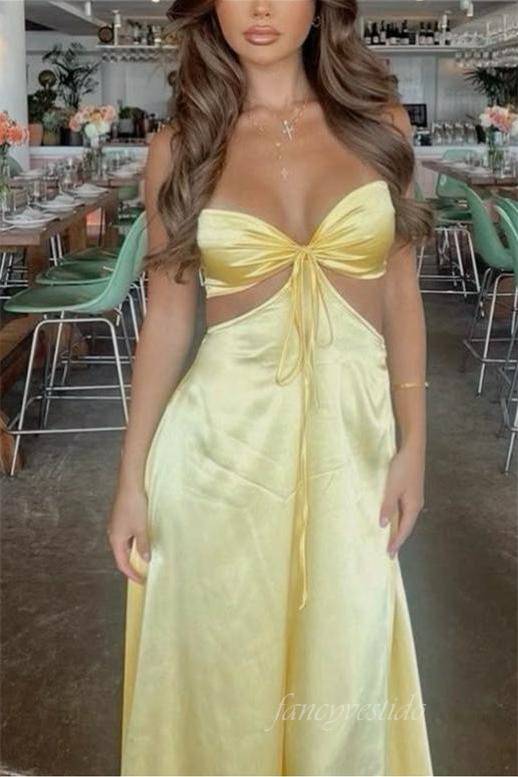 Sweetheart Pink Cutout Party Dress with Bow Back