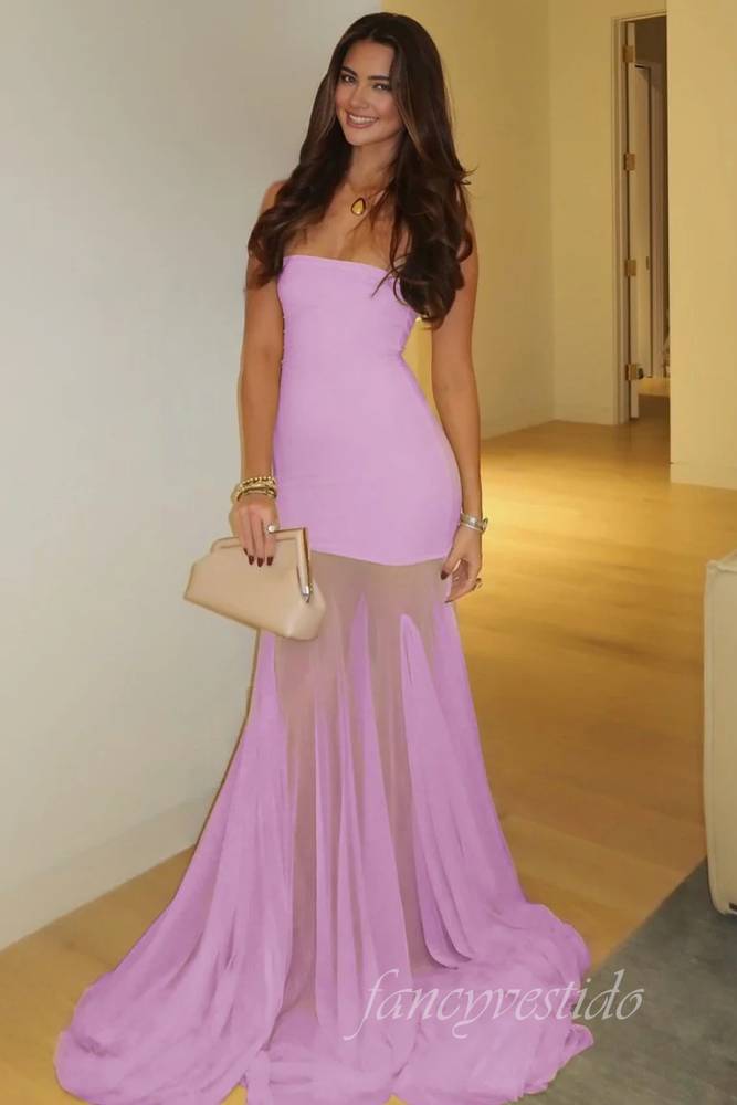 Sexy Yellow Strapless Sheath Mermaid Prom Dress