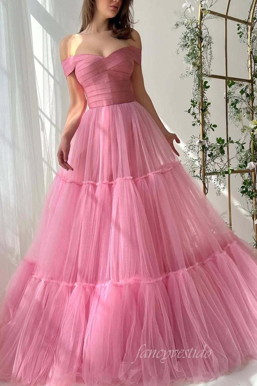 Off the Shoulder Corset A-Line Tulle Prom Dress