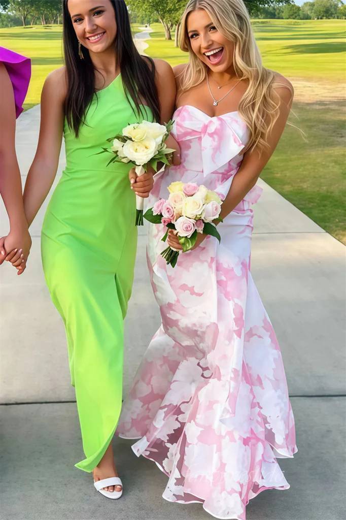 Sweetheart Floral Print Layered Mermaid Prom Dress
