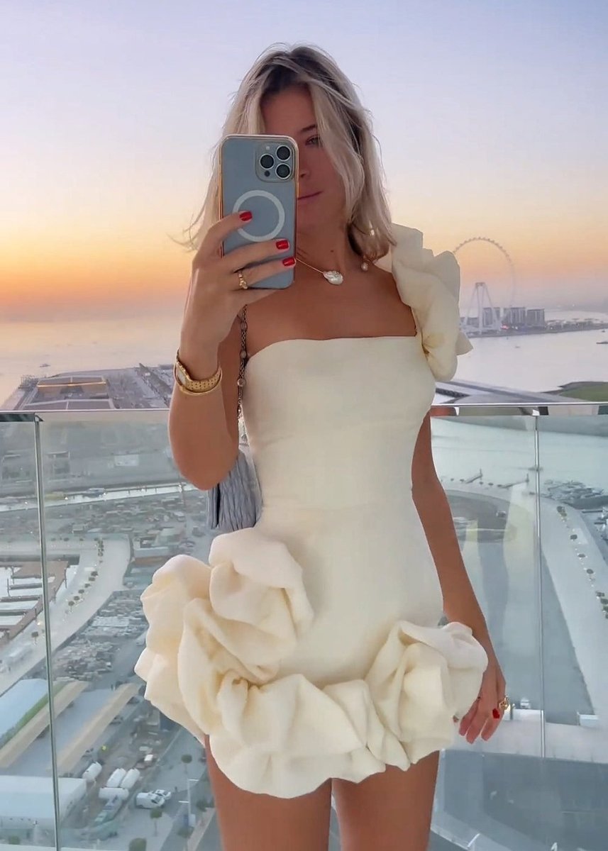 One Shoulder Ruffle Tight Homecoming Dress