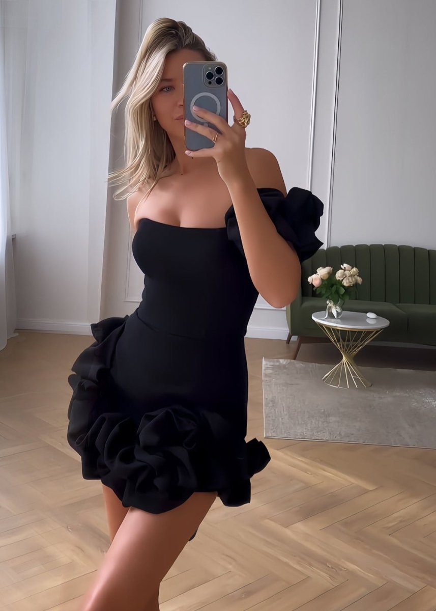 One Shoulder Ruffle Tight Homecoming Dress