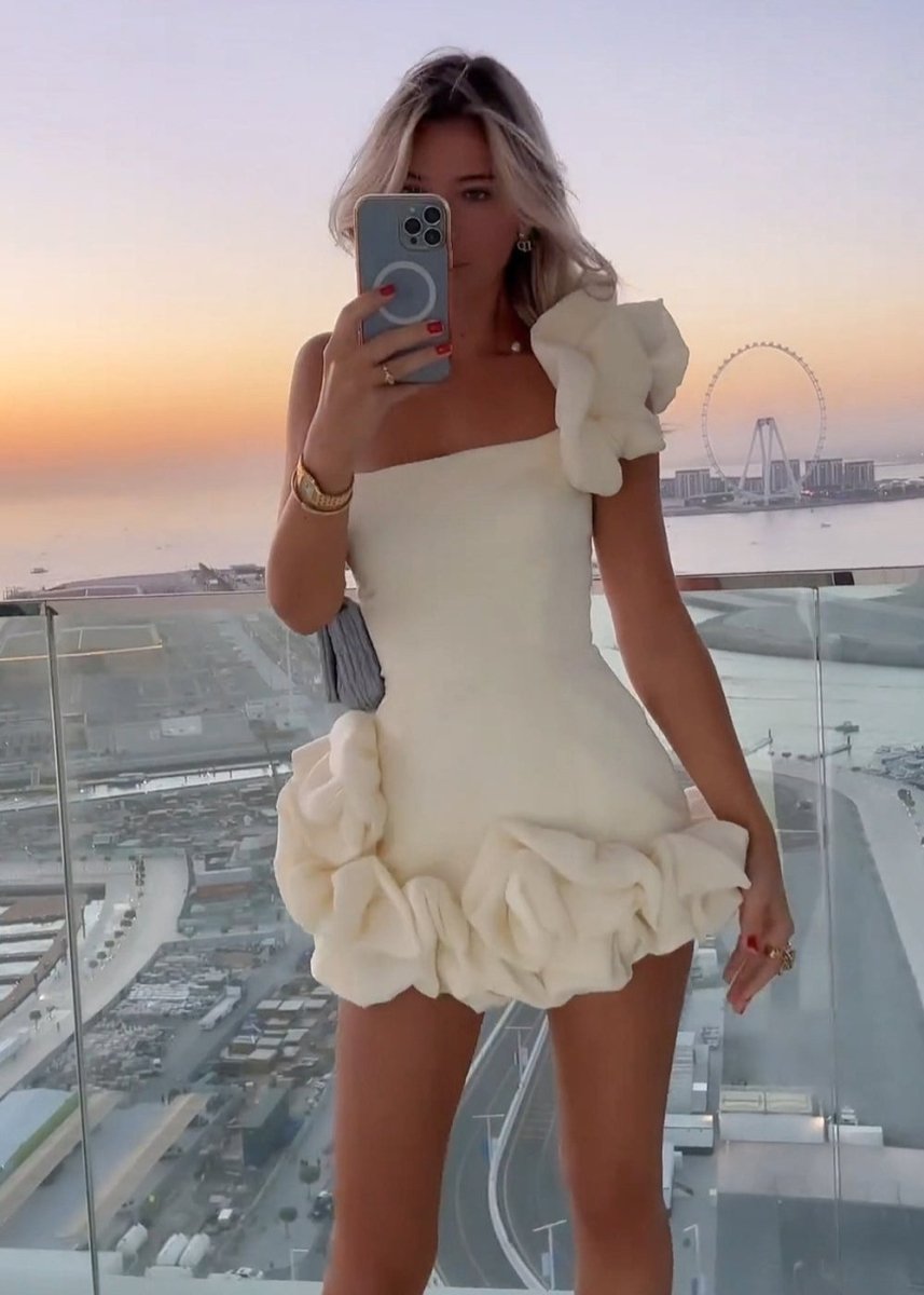 One Shoulder Ruffle Tight Homecoming Dress