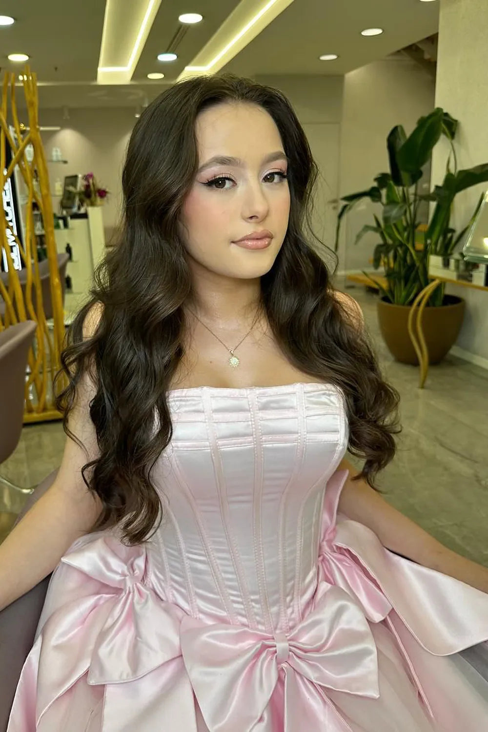 Strapless Corset Boned Homecoming Dress with Bow