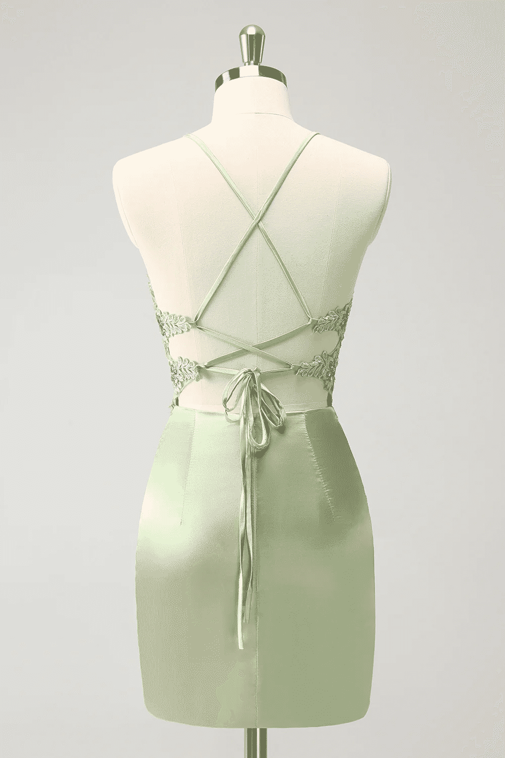 Spaghetti Straps Applique Tight Homecoming Dress