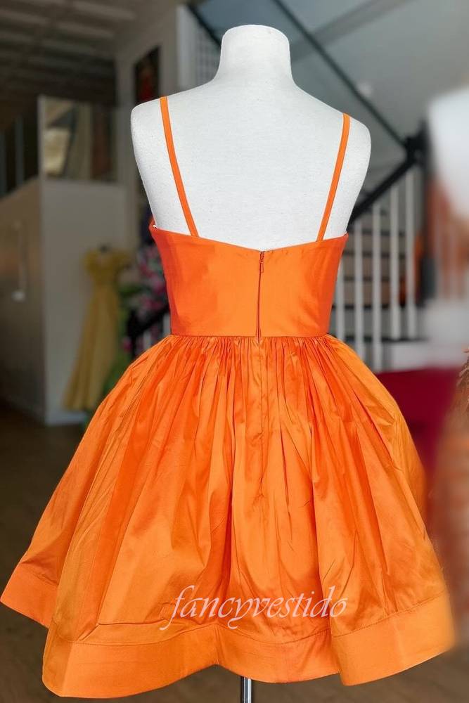 Straps Pleated A-Line Homecoming Dress with Flower