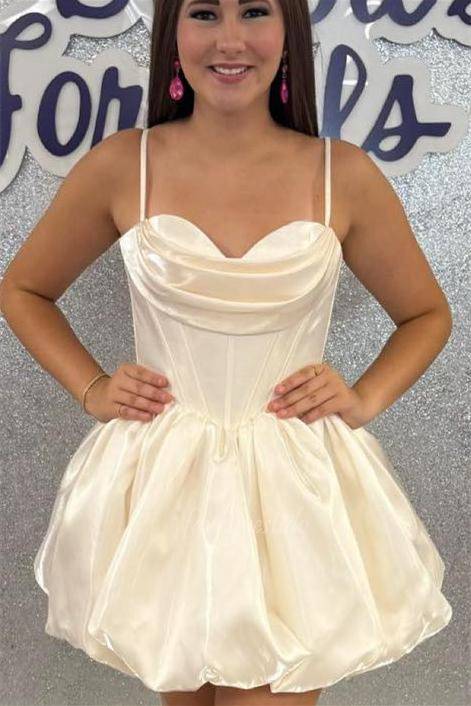 Princess Straps Ruched A-Line Homecoming Dress