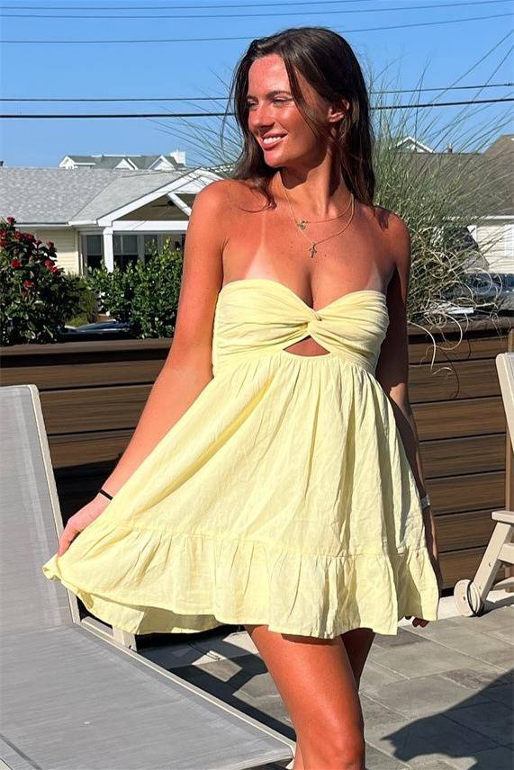 Strapless Twist Knot A-Line Short Dress