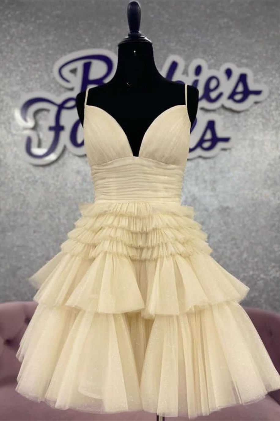 straps a-line champagne short homecoming dress full front short