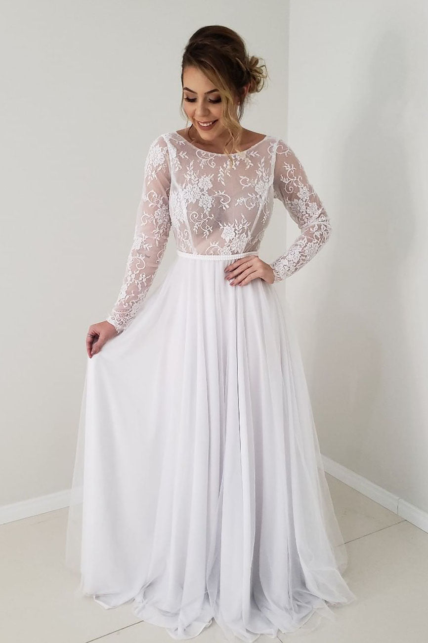Classic White A-Line Wedding Dress with Delicate Lace Appliqué