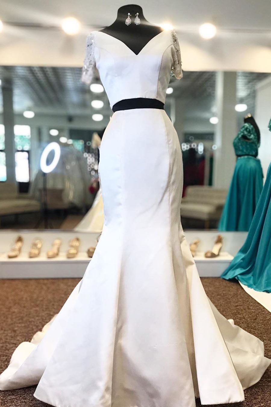 white two piece prom dress Custom Made A Line 2 Pieces Floral Skirt, 2 Pieces Fl jbydress This long two 2 Piece Prom Dresses,2 Piece