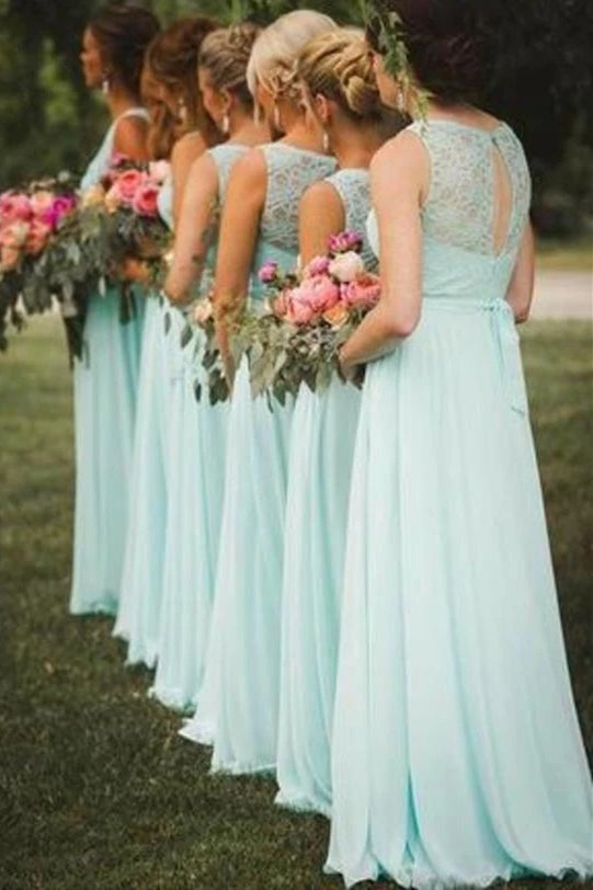 mint green maid of honor dresses Bridesmaid Dress,Sweetheart Bridesmaid Dress,Long Chiffon B Mismatched Mint Green Elegant Long