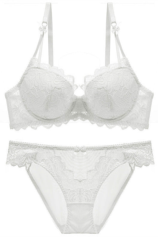 Elegant Breathable White Lace Lingerie Set – FancyVestido