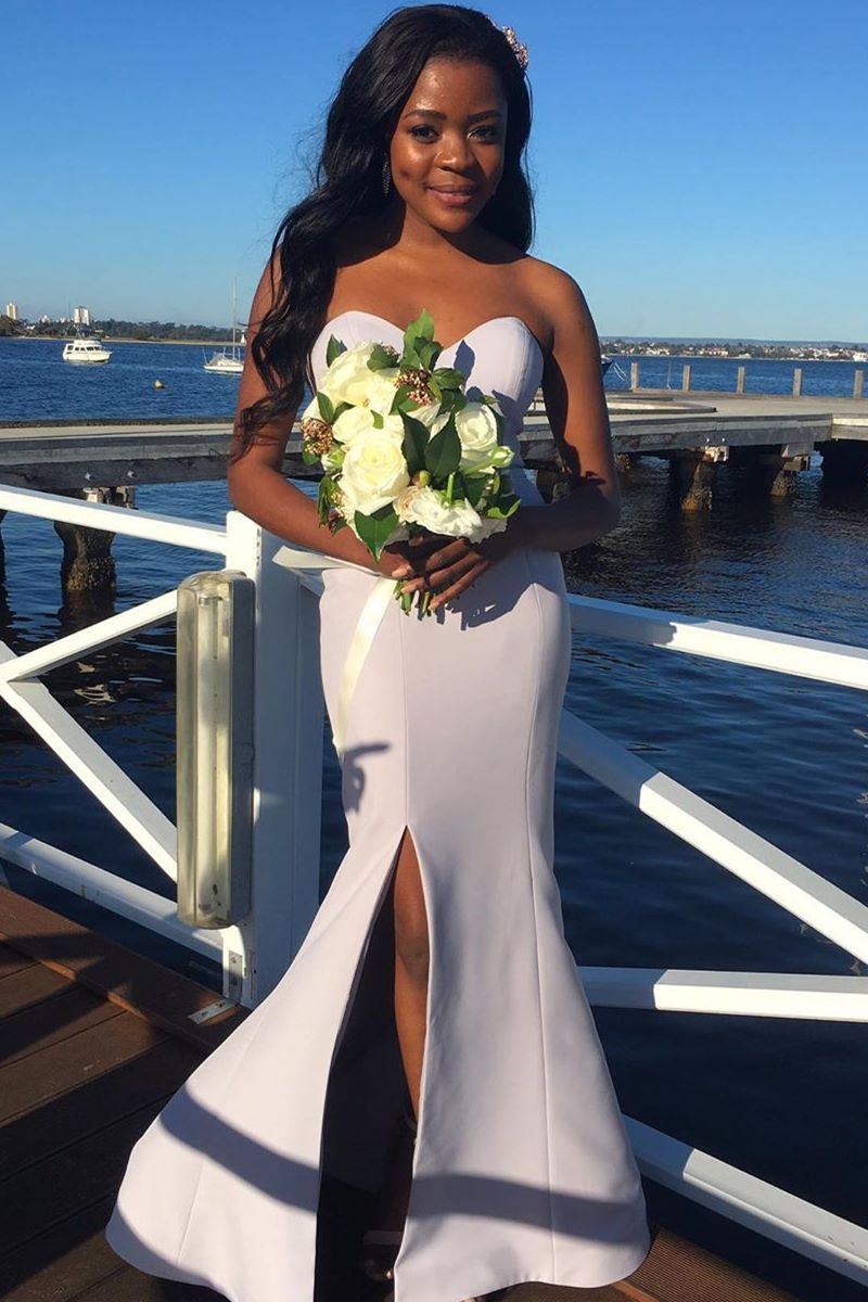 Sexy White Sweetheart Mermaid Long Prom Dress Ideas, Evening Party Dresses,WGP1857