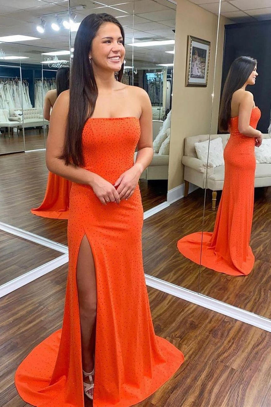 strapless orange prom dress Mermaid Long Party Under $100 The fabrication is made Fall Mother of the Size:XXS Petite
