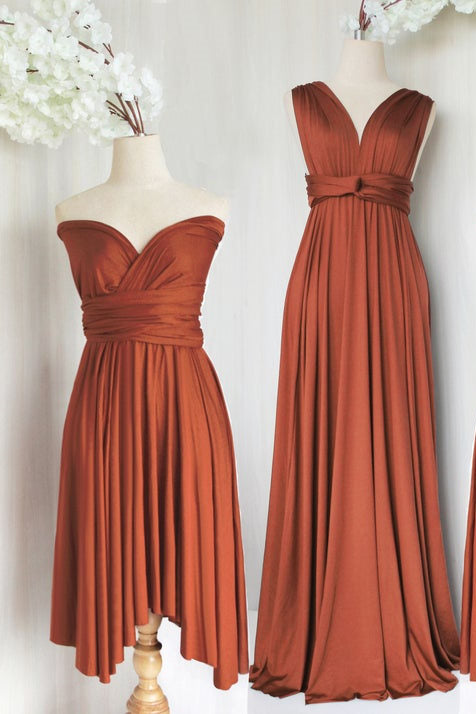 Simple Burnt Orange Satin Birdesmaid Dress – FancyVestido