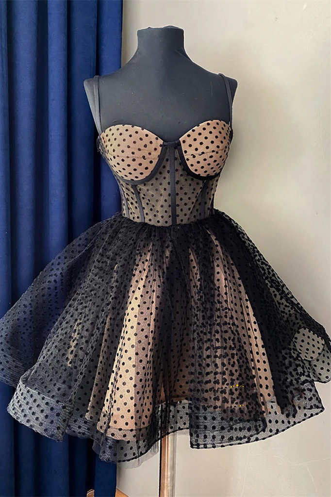 Sexy Black Polka Dots Short Party Dress