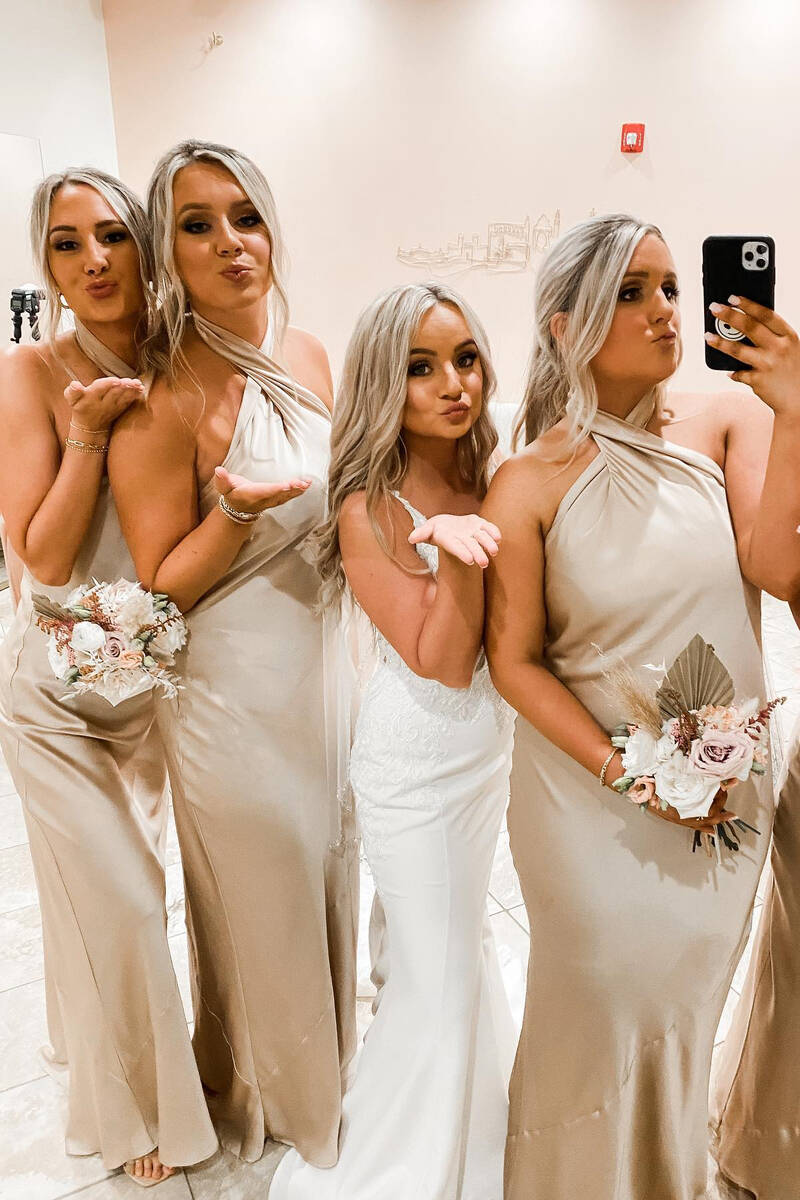 Elegant Champagne Long Mismatch Bridesmaid Dress – FancyVestido