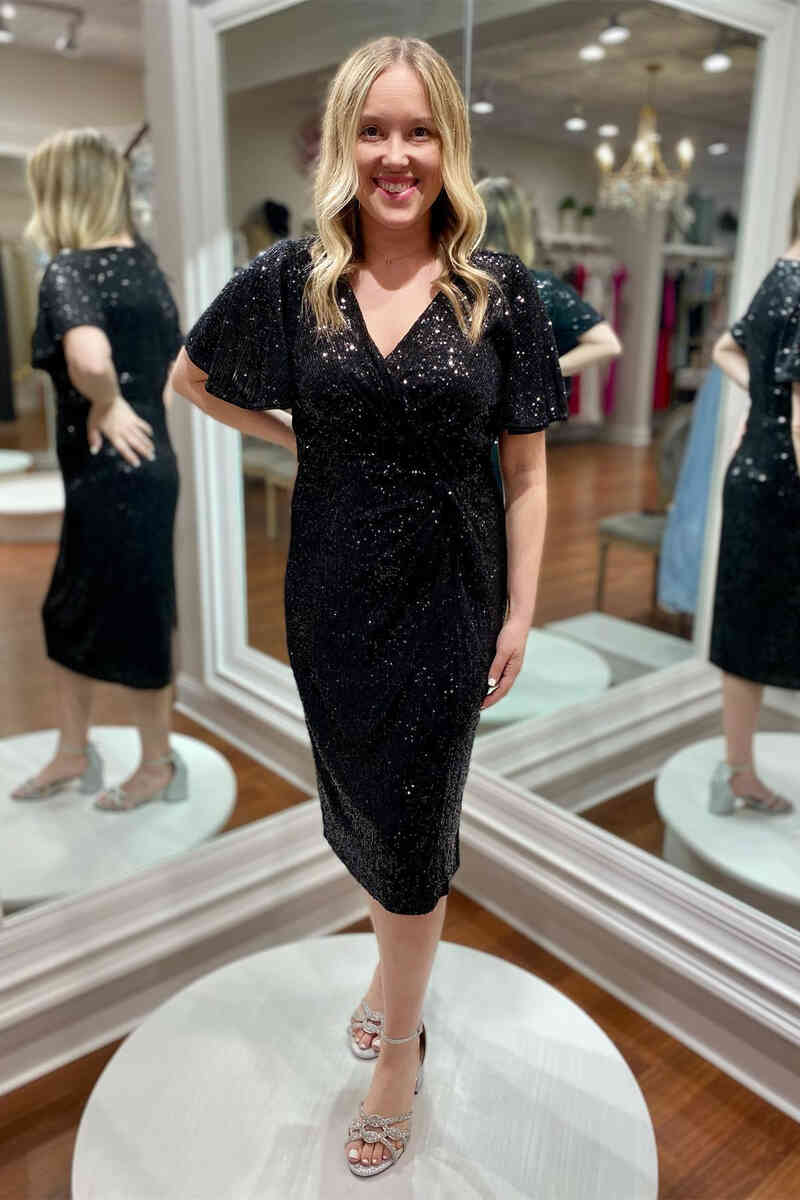 black sparkle mother of the bride dress Glitter Ruched Sequined Black dress, Dark hair, Size:24 mos Bodysuit/Dress Main Collection ensuring you feel confident
