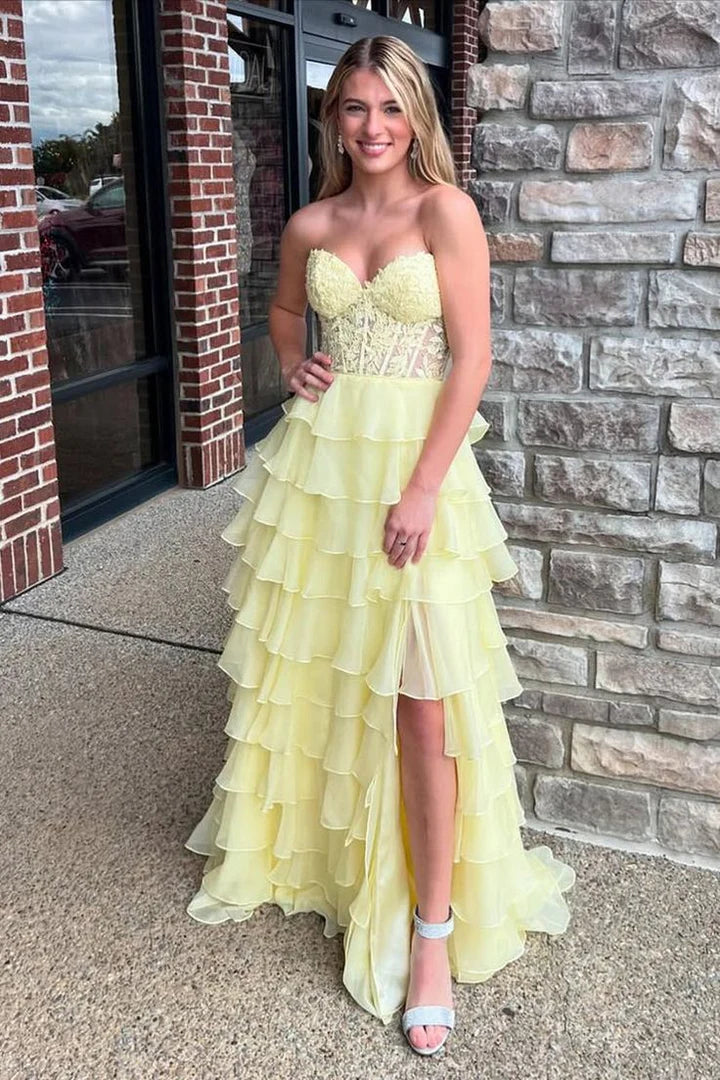 Sweetheart Red Corset Chiffon Ruffle Long Prom Dress FancyVestido Sweetheart Red Corset Chiffon Ruffle Long Prom Dress FancyVestido
