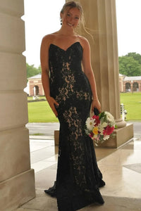 Sweetheart Red Lace Applique Mermaid Prom Dress