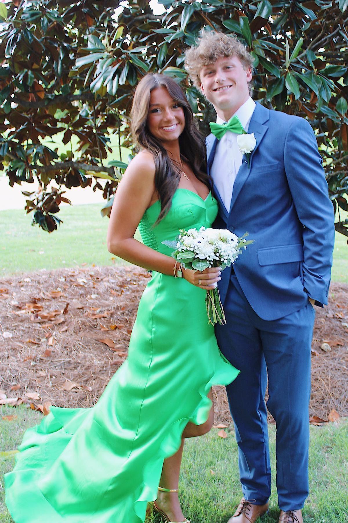 Chic Satin Mermaid Sweetheart Strapless Ruffle Split Party Prom Dress