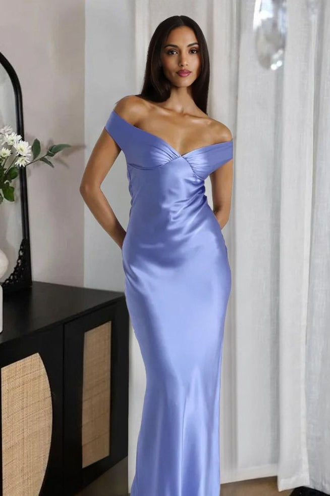Off the Shoulder Aqua Sheath Maxi Dress with Open Back FancyVestido Off the Shoulder Aqua Sheath Maxi Dress with Open Back FancyVestido