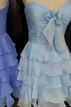 Sweetheart Green Pleated Ruffle Homecoming Dress with Bow